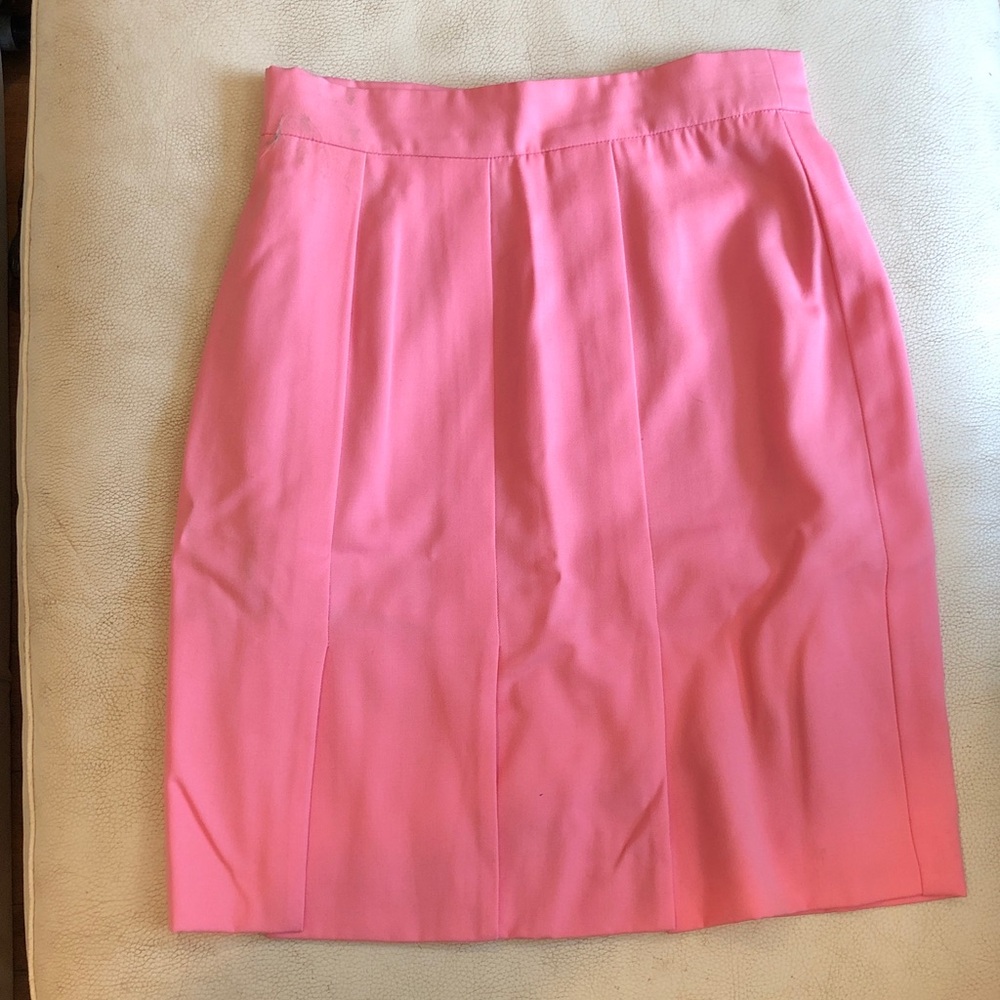Escada pink car wash skirt with front pleats